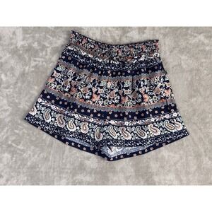 CUPSHE Women's Boho Floral Paisley Shorts NWT Navy Blue Elastic Waist Size S‎